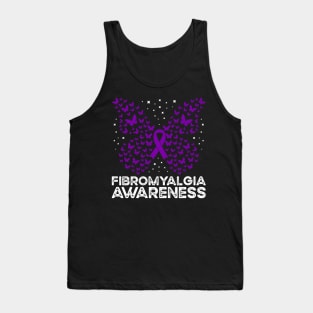 Fibromyalgia Awareness Fibromyalgia Butterfly Ribbon Tank Top